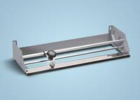 Film roll dispenser with rotating cutting head for using refill rolls Film roll dispenser with rotating cutting head for using refill rolls